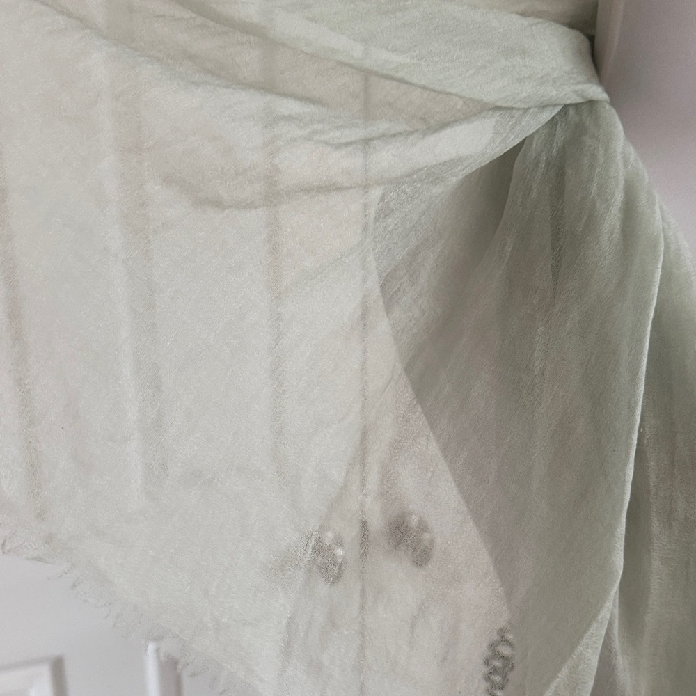 Cashmere Light Green Sheer Scarf - Picture 3 of 10